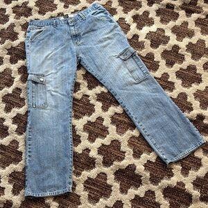 Men's Vintage Designer Exchange Blue Cargo Jeans Size 34
